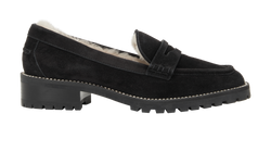 Jimmy Choo Deanna Loafers, Suede/Shearling, Black, UK7.5, DB, 3*