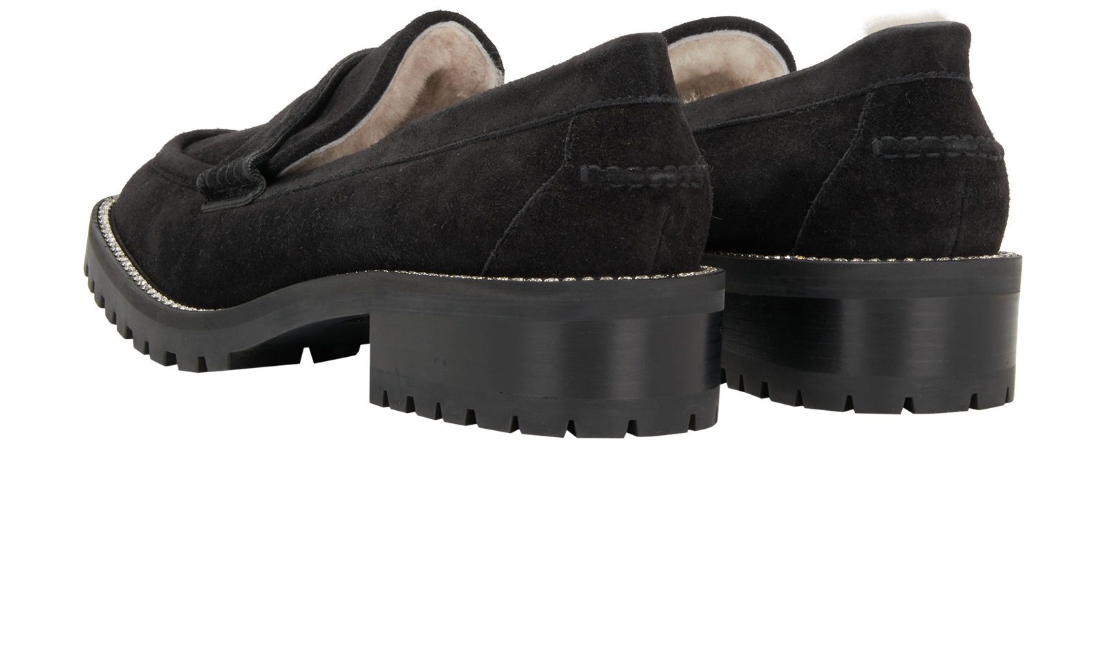 Jimmy Choo Deanna Loafers, &pound;220, Shoes, Black, Shearling/Suede, Back view
