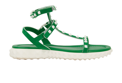 Valentino Rockstud Sandals, &pound;180, Shoes, Green, Suede, Front view