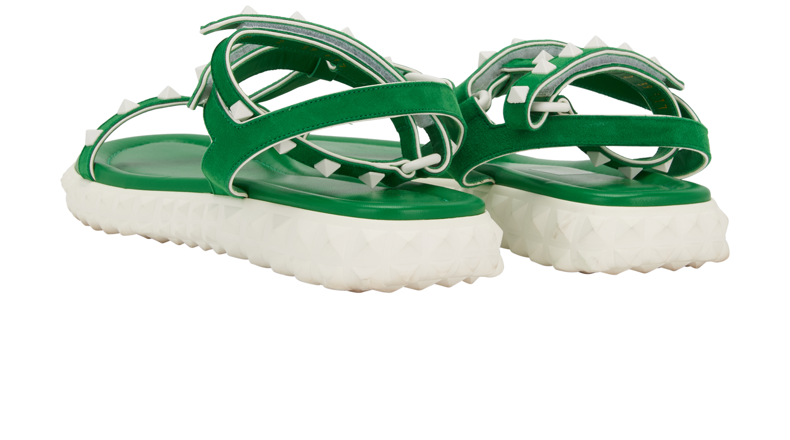 Valentino Rockstud Sandals, &pound;180, Shoes, Green, Suede, Back view