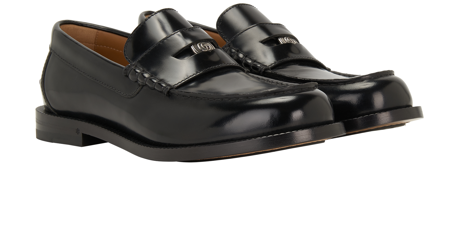 Gucci GG Brushed Loafers, &pound;350, Shoes, Black, Leather, Side view