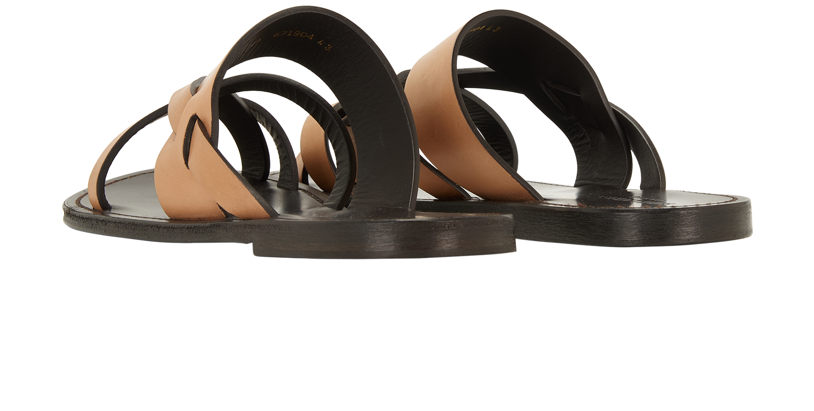 Saint Laurent Culver Slide Sandals, &pound;270, Shoes, Beige/Black, Leather, Back view