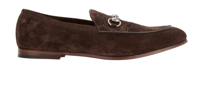 Gucci GG Horsebit Loafers, &pound;350, Shoes, Brown, Suede, Front view