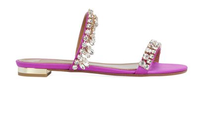 Aquazzura Crystal Flat Sandals, front view