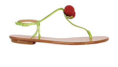 Aquazzura Manzanita Cherry Beaded Sandals, front view