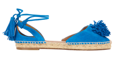 Aquazzura Espadrill Sandals, Suede, Blue, UK5, 3*