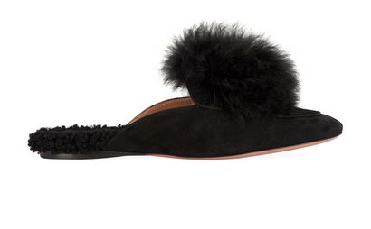 Aquazzura Foxy Suede Shearling Backless Flats, front view
