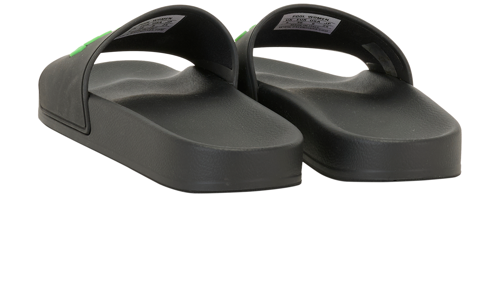 Balenciaga Pool Slides, &pound;150, Shoes, Black/Green, Rubber, Back view