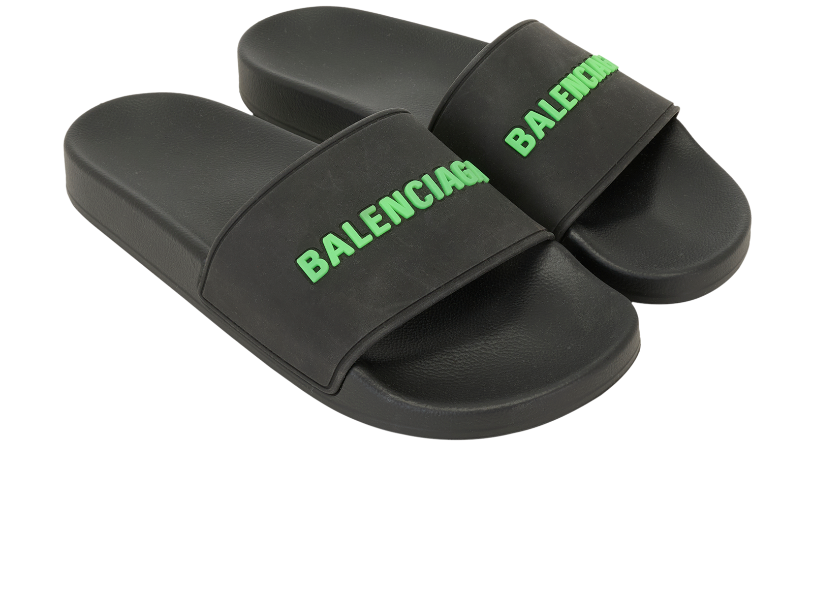 Balenciaga Pool Slides, &pound;150, Shoes, Black/Green, Rubber, Side view