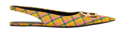 Balenciaga Pointed Toe Mule Sandals, &pound;190, Shoes, Green/Pink/Yellow, Tweed, Front view