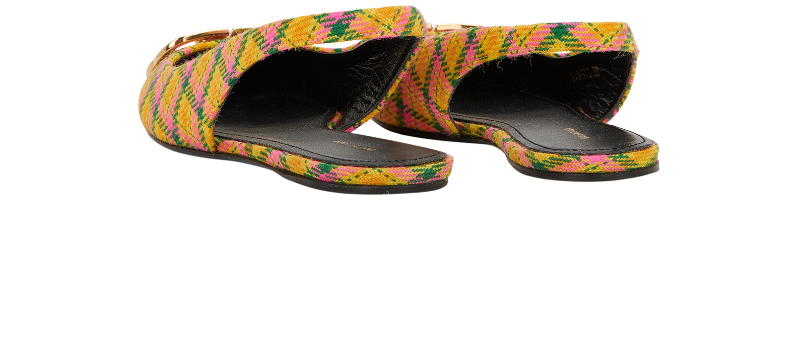 Balenciaga Pointed Toe Mule Sandals, &pound;190, Shoes, Green/Pink/Yellow, Tweed, Back view