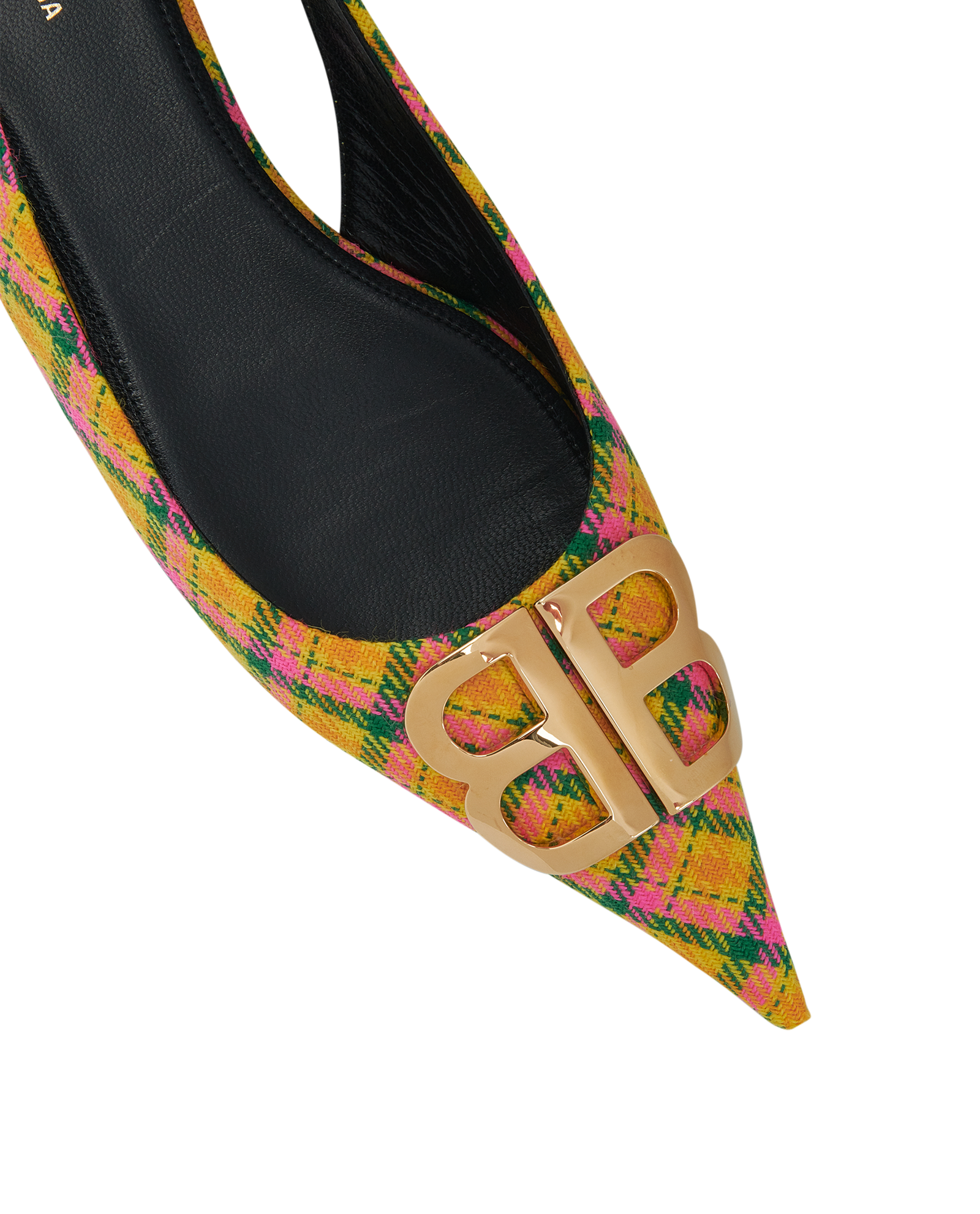 Balenciaga Pointed Toe Mule Sandals, &pound;190, Shoes, Green/Pink/Yellow, Tweed, Other view