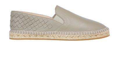 Bottega Veneta Intrecciato Leather Espadrilles, £280, Shoes, Grey, Leather, Front view