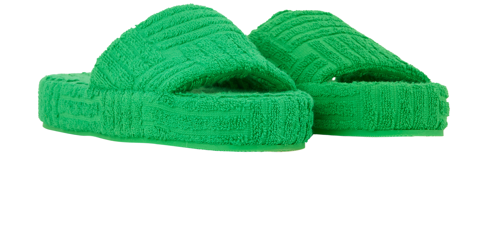 Bottega Veneta Resort Sliders, &pound;150, Shoes, Green, Fabric, Side view