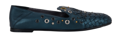 Bottega Venetta Intrecciato & Eyelets Flats, front view