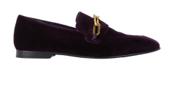 Burberry Velvet Chain Loafers, Leather, Purple, UK 5, 2*