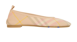 Burberry Check Ballerina, Fabric, Beige/Pink, UK3, DB/B, 3*