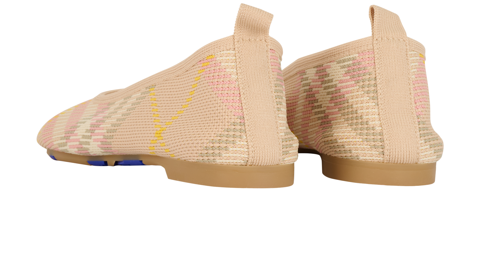 Burberry Check Ballerina, &pound;150, Shoes, Beige/Pink, Fabric/Leather/Polyester Mix, Back view