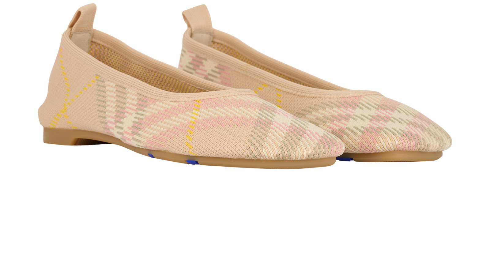 Burberry Check Ballerina, &pound;150, Shoes, Beige/Pink, Fabric/Leather/Polyester Mix, Side view