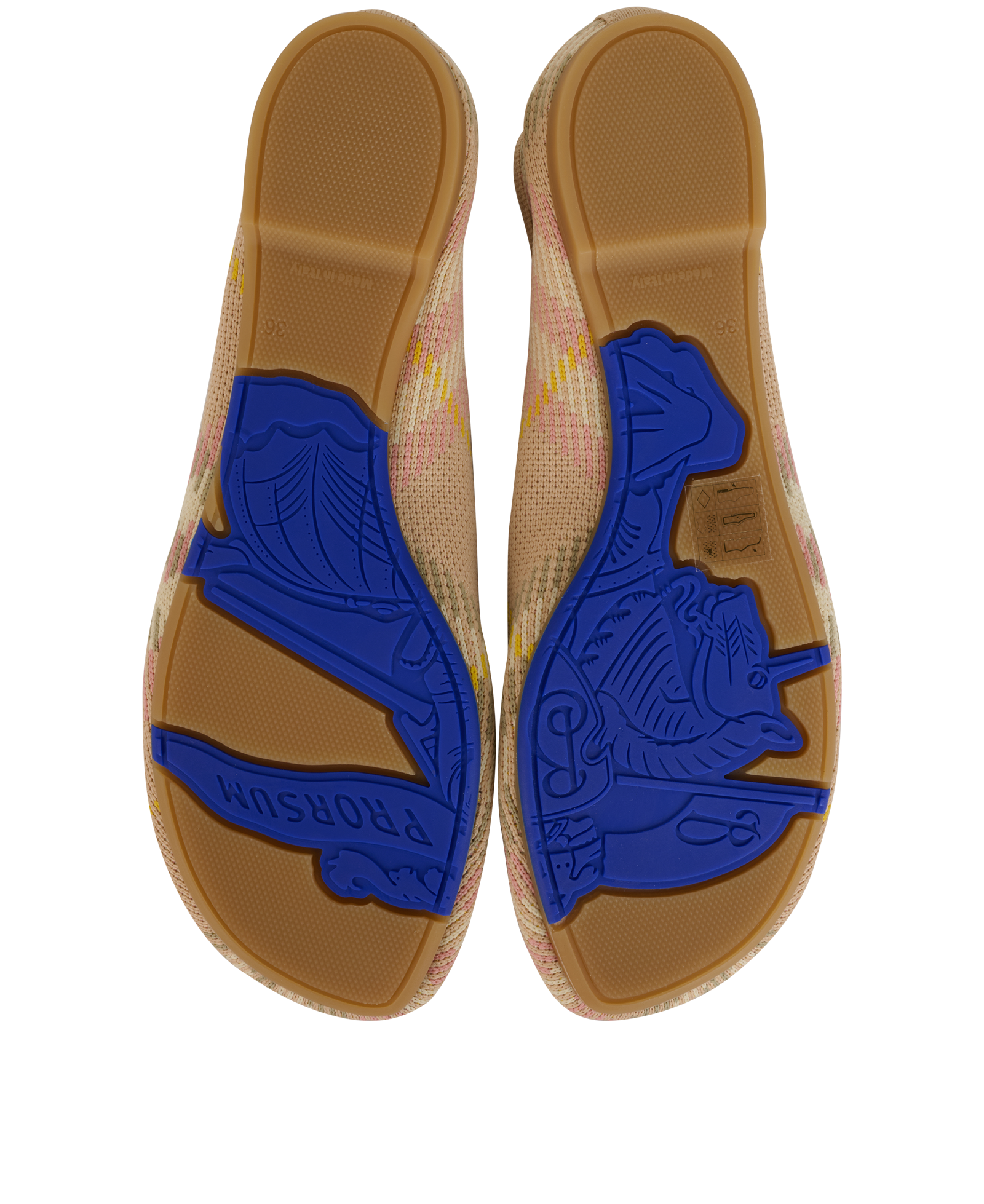 Burberry Check Ballerina, &pound;150, Shoes, Beige/Pink, Fabric/Leather/Polyester Mix, Top view