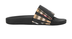 Burberry Sliced Check Slides, Mens, Rubber, Beige/Black, UK5, DB/B, 2*