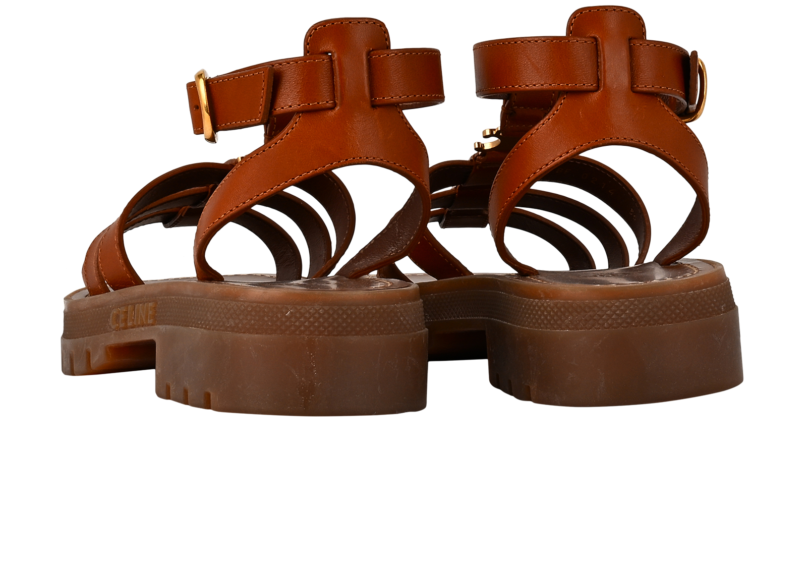 Celine Clea Triomphe Gladiator Sandals, &pound;450, Shoes, Tan, Leather, Back view