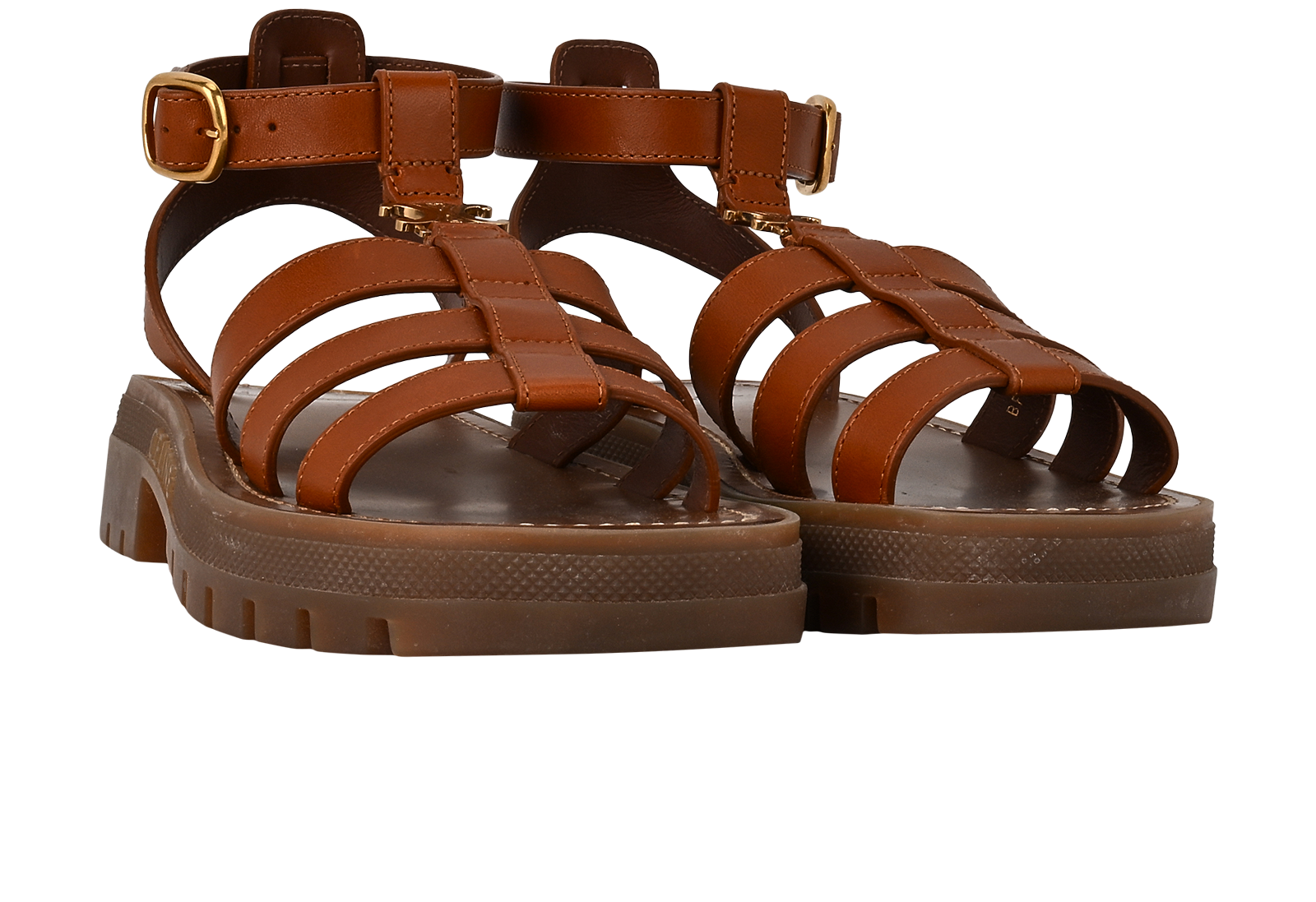 Celine Clea Triomphe Gladiator Sandals, &pound;450, Shoes, Tan, Leather, Side view