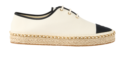 Chanel CC Espadrilles Shoes, &pound;495, Shoes, Black/Cream, Canvas, Front view