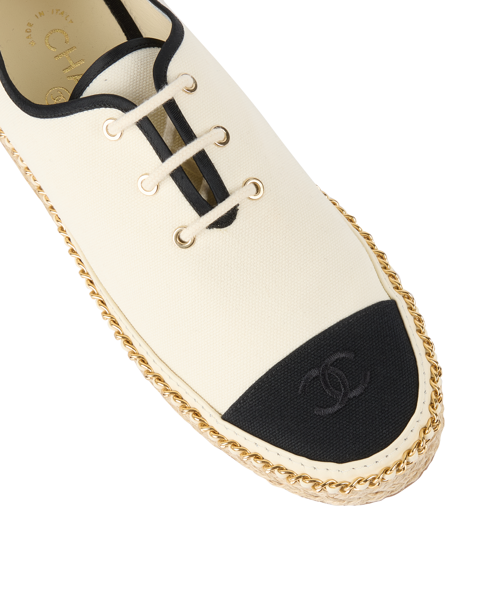 Chanel CC Espadrilles Shoes, &pound;495, Shoes, Black/Cream, Canvas, Other view