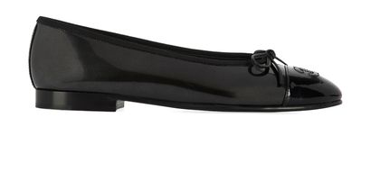 Chanel Ballerinas Flats, &pound;495, Clothing, Black, Patent Leather, Front view