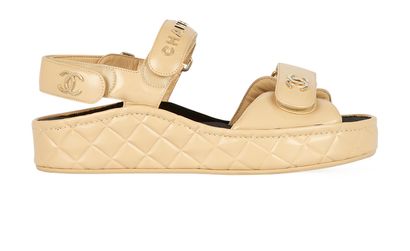 Chanel CC Quilted Platform Sandals, front view