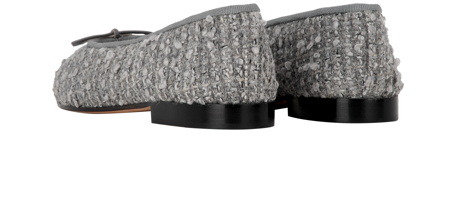 Chanel CC Ballet Flats, &pound;610, Shoes, Black/Grey, Fabric/Leather, Back view