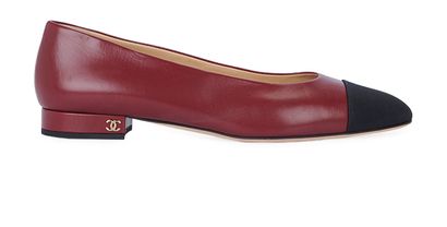 Chanel Cap Toe Ballerinas, &pound;450, Shoes, Red, Leather, Front view