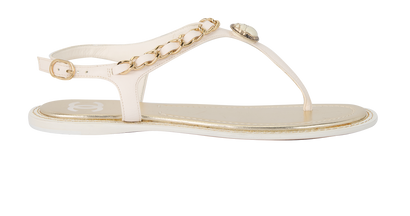 Chanel 2019 Egyptian Beetle Thong Sandals, front view