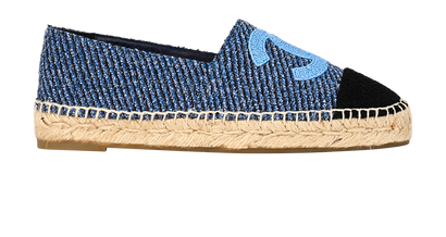 Chanel CC Loafers, &pound;475, Shoes, Blue, Tweed, Front view