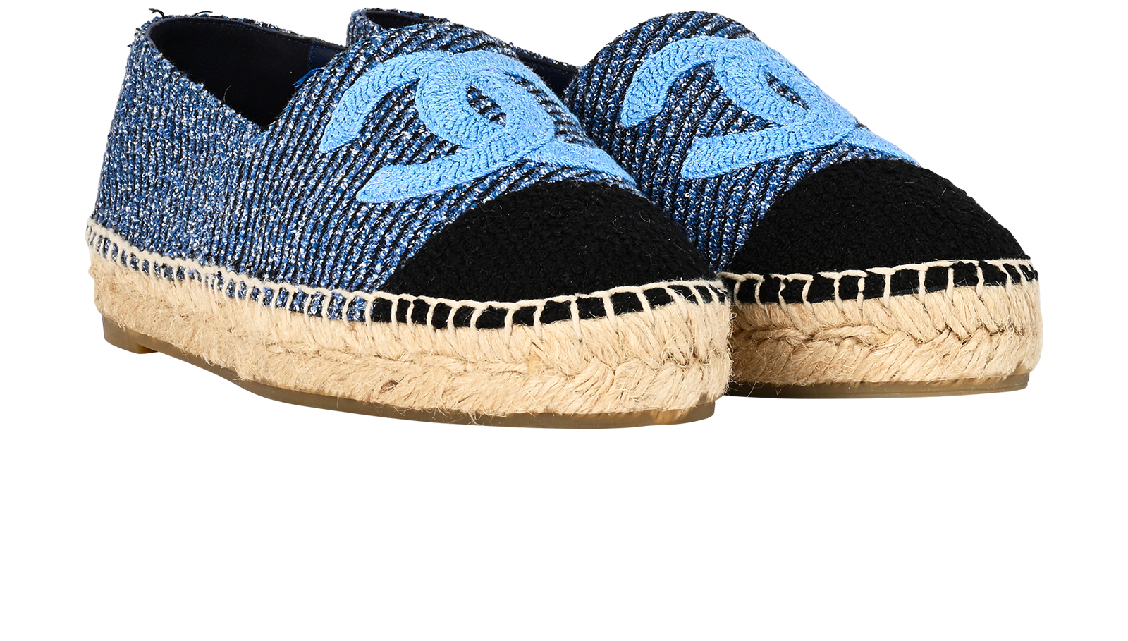 Chanel CC Loafers, &pound;475, Shoes, Blue, Tweed, Side view