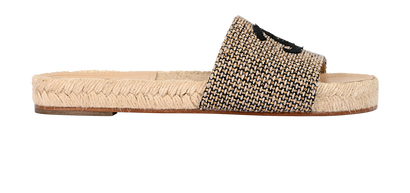 Chanel Tweed CC Slides, &pound;550, Shoes, Beige, Leather/Tweed, Front view