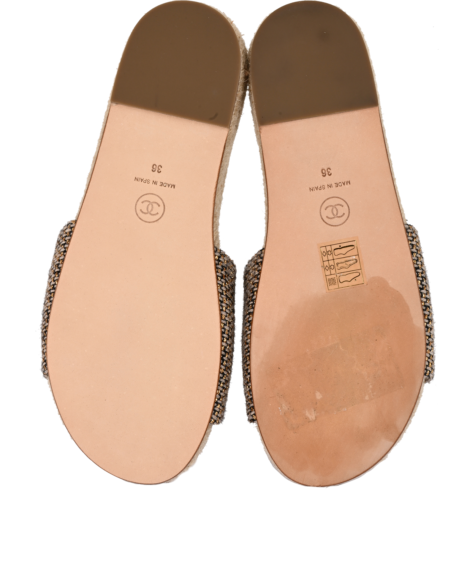 Chanel Tweed CC Slides, &pound;550, Shoes, Beige, Leather/Tweed, Top view