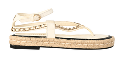 Chanel Espadrilles Sandals, Leather, Cream, UK5, 4*