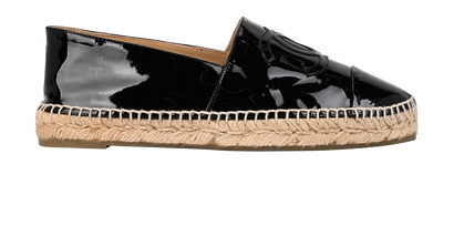 Chanel CC Espadrilles, &pound;495, Shoes, Black, Patent Leather, Front view