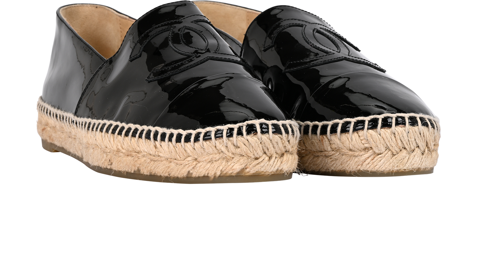 Chanel CC Espadrilles, &pound;495, Shoes, Black, Patent Leather, Side view