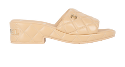 Chanel Quilted Heeled Sandals, Leather, Beige, UK5, B, 3*