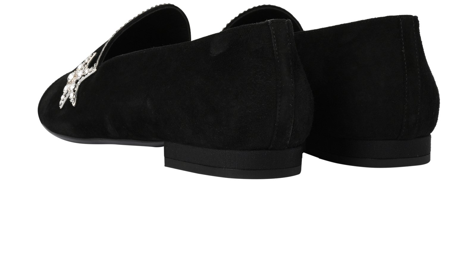 Chanel Star Embellished Loafers, &pound;595, Shoes, Black, Suede, Back view