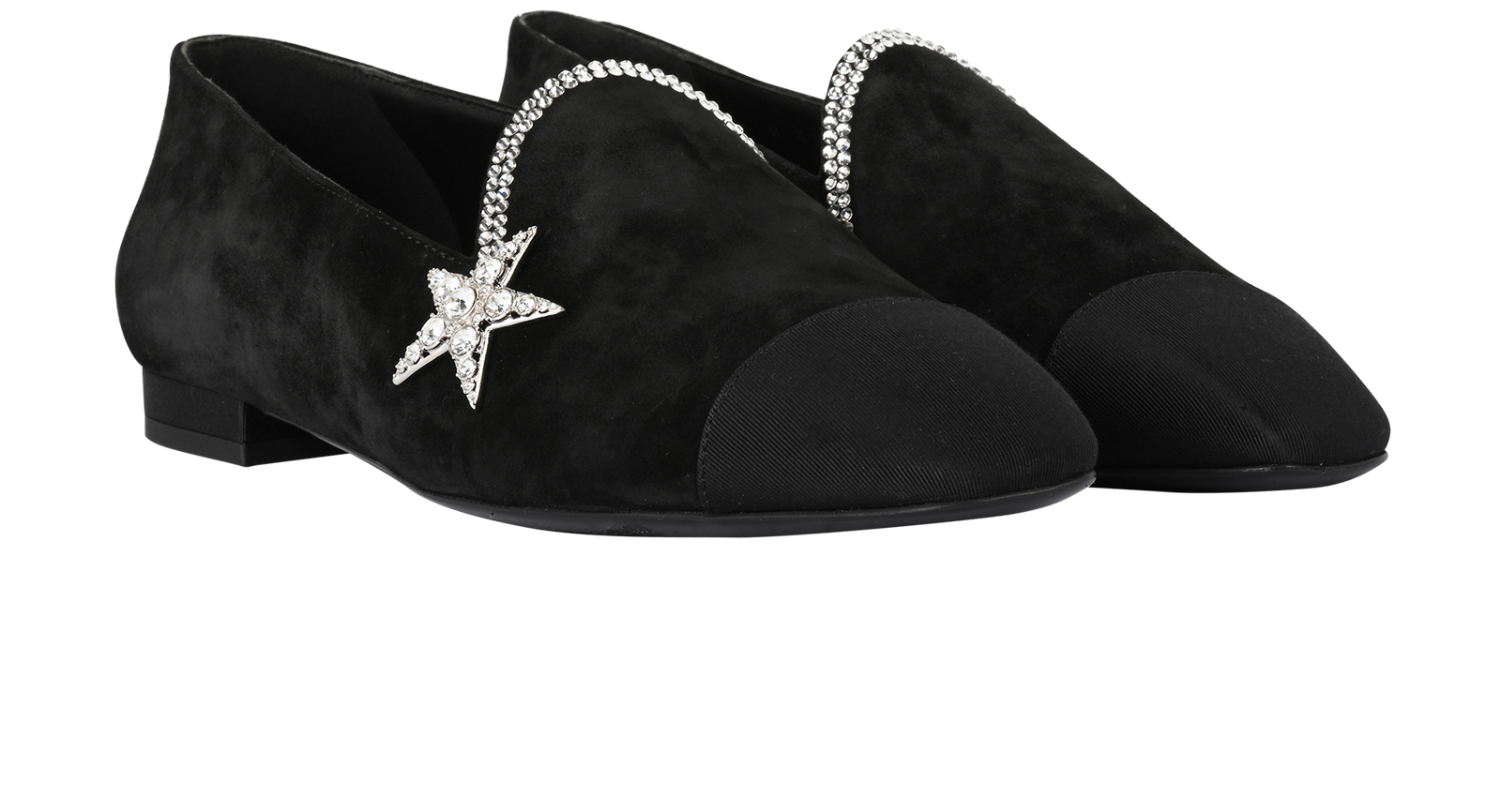 Chanel Star Embellished Loafers, &pound;595, Shoes, Black, Suede, Side view