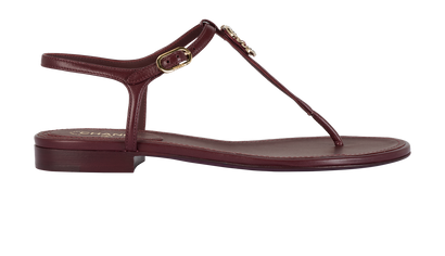 Chanel CC Thong Sandals, &pound;475, Shoes, Burgundy, Leather, Front view