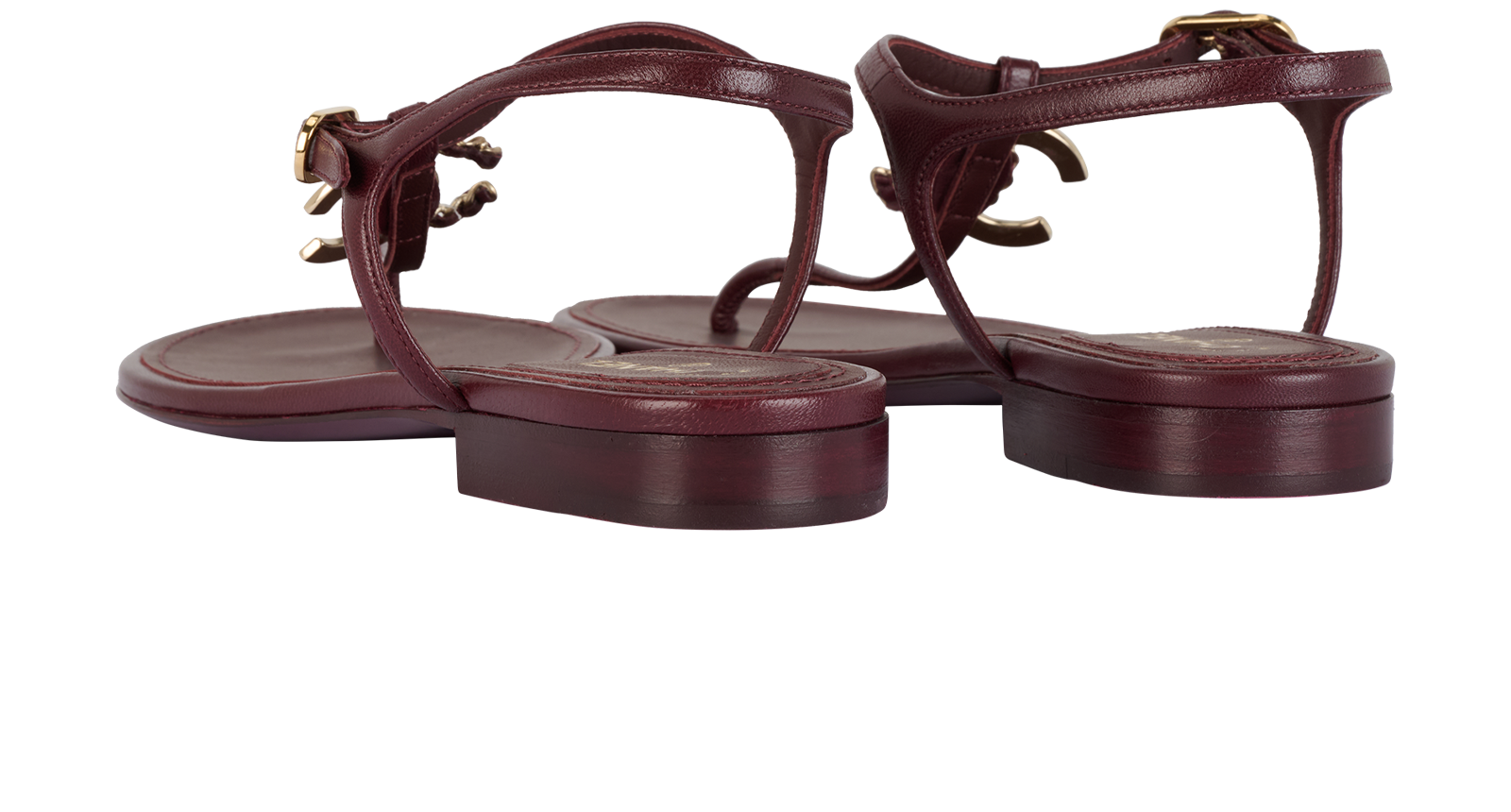 Chanel CC Thong Sandals, &pound;475, Shoes, Burgundy, Leather, Back view