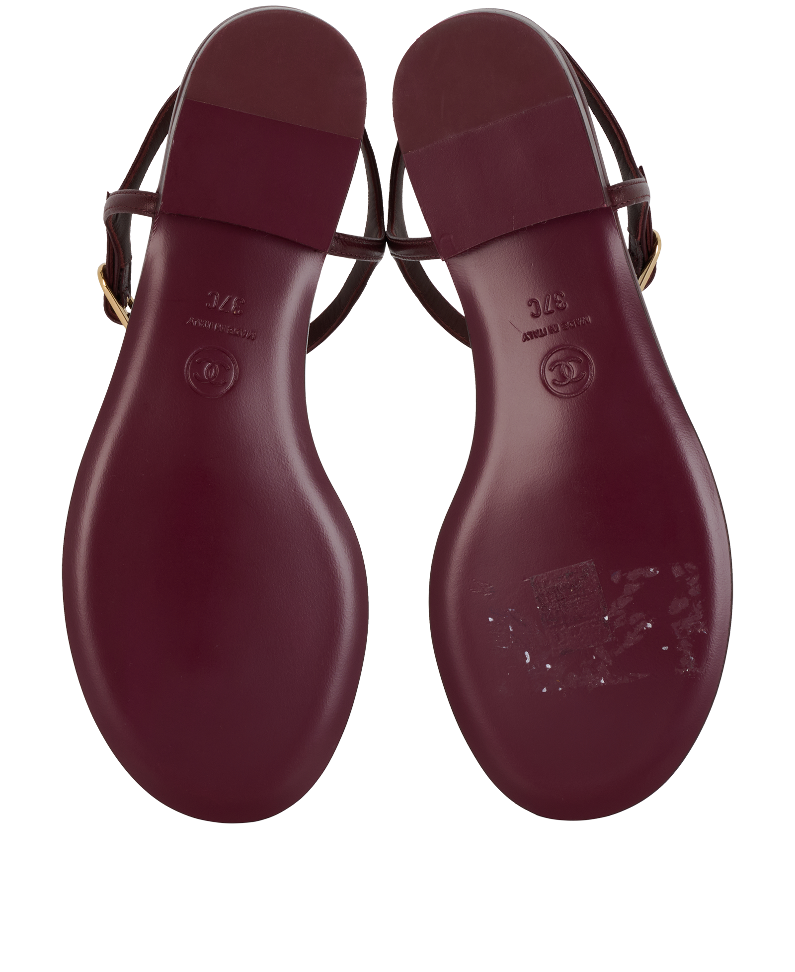 Chanel CC Thong Sandals, &pound;475, Shoes, Burgundy, Leather, Top view
