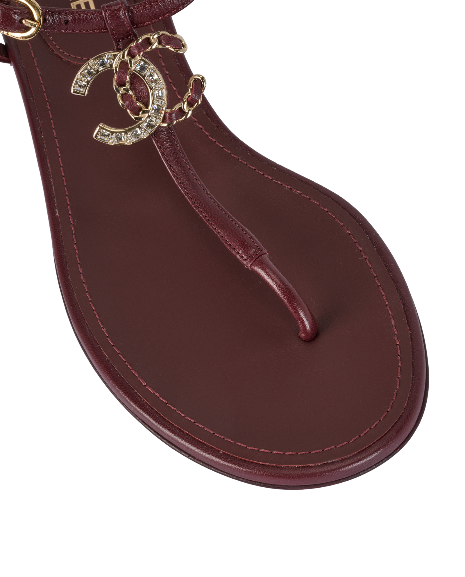 Chanel CC Thong Sandals, &pound;475, Shoes, Burgundy, Leather, Other view