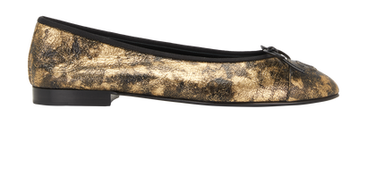 Chanel CC Cap Toe Ballet Flats, &pound;550, Shoes, Black/Gold, Leather, Front view