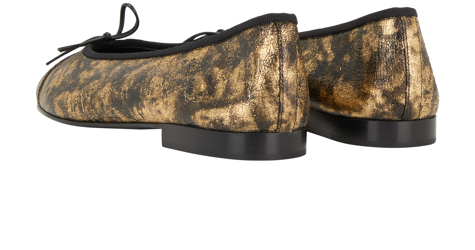 Chanel CC Cap Toe Ballet Flats, &pound;550, Shoes, Black/Gold, Leather, Back view